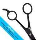 Equinox Professional Shears with Finger Rest & Finger Inserts - Ice Tempered Barber Hair Cutting Scissors - 6.5 Inches - Stainless Steel Rust Resistant Hair Scissors/Shears (Matte Black) Equinox International