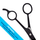 Equinox Professional Shears with Finger Rest & Finger Inserts - Ice Tempered Barber Hair Cutting Scissors - 6.5 Inches - Stainless Steel Rust Resistant Hair Scissors/Shears (Matte Black) Equinox International