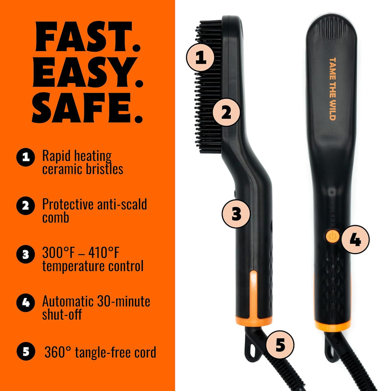 Tame the Wild Premium Beard Grooming Kit - Heated Beard Brush, Straightener Comb, Heat Protectant Spray, Beard Soap, Balm, Wooden Comb, and Storage Case Infinity Warehouse