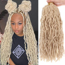 Xtrend 6 Packs Pre-Looped New Faux Locks Braids Hair 18 Inch Fashion Soft Locks Hair Blond Synthetic Hair Extend 21Strands New Loc Braiding Hair Most Natural Faux Locks Curly Crochet Hair 613