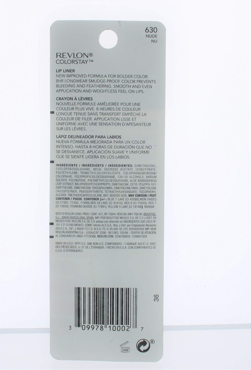 Revlon ColorStay Lip Liner with SoftFlex, Nude [630] 1 ea (Pack of 2) REVLON