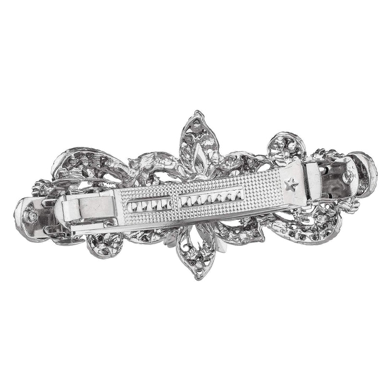 LUX ACCESSORIES Silver Marquise Cut Floral Clear Rhinestones Hair Clip LUX ACCESSORIES