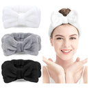 Spa Headband - 3 Pack Bow Hair Band Women Facial Makeup Head Band Soft Coral Fleece Head Wraps For Shower Washing Face(Multicolored C) LADES Store