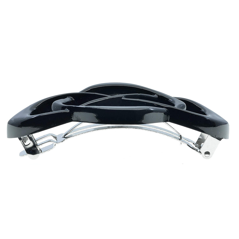 Camila Paris CP2437 French Hair Barrette Clip for Girls Black, Auromatic Clasp Strong Hold Grip Hair Clips for Women, No Slip and Durable Styling Girls Hair Accessories, Made in France Camila