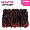 12 Inch Spring Twist Crochet Hair 6 Packs Jamaican Bounce Twist Braids Ombre Mini Passion Twist Crochet Braiding Hair Fluffy Synthetic Hair Extensions(15strands/Pack;T1B/350