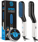 Beard Straightener w/Beard Balm & Beard Growth Oil & Beard,UPGRADED 3 in 1 Hair Straightener Brush Beard Straightening Comb,Unique Stocking Stuffers Gifts for Men Women Him scree