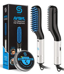 Beard Straightener w/Beard Balm & Beard Growth Oil & Beard,UPGRADED 3 in 1 Hair Straightener Brush Beard Straightening Comb,Unique Stocking Stuffers Gifts for Men Women Him scree