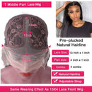 Straight Lace Front Wigs Human Hair Brazilian Virgin T Part Straight Human Hair Wigs for Black Women Pre Plucked with Baby Hair Natural Black 150% Density(16inch,13x4x1 T Part Wig) beafay