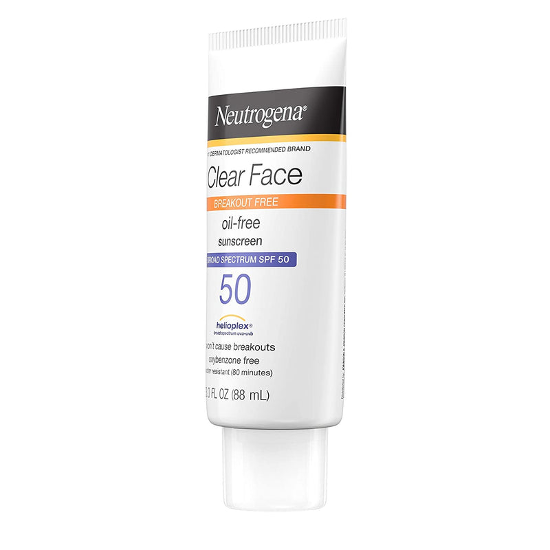 Neutrogena Clear Face Liquid Lotion Sunscreen for Acne-Prone Skin, Broad Spectrum SPF 50 UVA/UVB Protection, Oil-, Fragrance- & Oxybenzone-Free Facial Sunscreen, Non-Comedogenic, 3 fl. oz Neutrogena Store