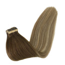 GOO GOO Blonde Tape in Hair Extensions 22 Inch Walnut Brown to Ash Brown and Bleach Blonde Remy Human Hair Extensions Tape in Hair Extensions Human Hair 20pcs 50g Long Brown Hair Extensions GOO GOO
