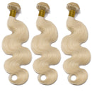 #60 Platinum Blonde Human Hair 3 Bundles 300g Body Wave Unprocessed Brazilian Virgin Human Hair Sew in Extensions for Women Wavy Curly Hair Weave 20"