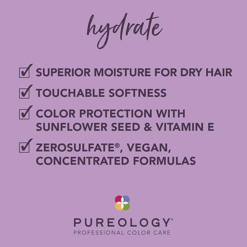 Pureology Hydrate Moisturizing Shampoo | For Medium to Thick Dry, Color Treated Hair | Sulfate-Free | Vegan martinandmark.com