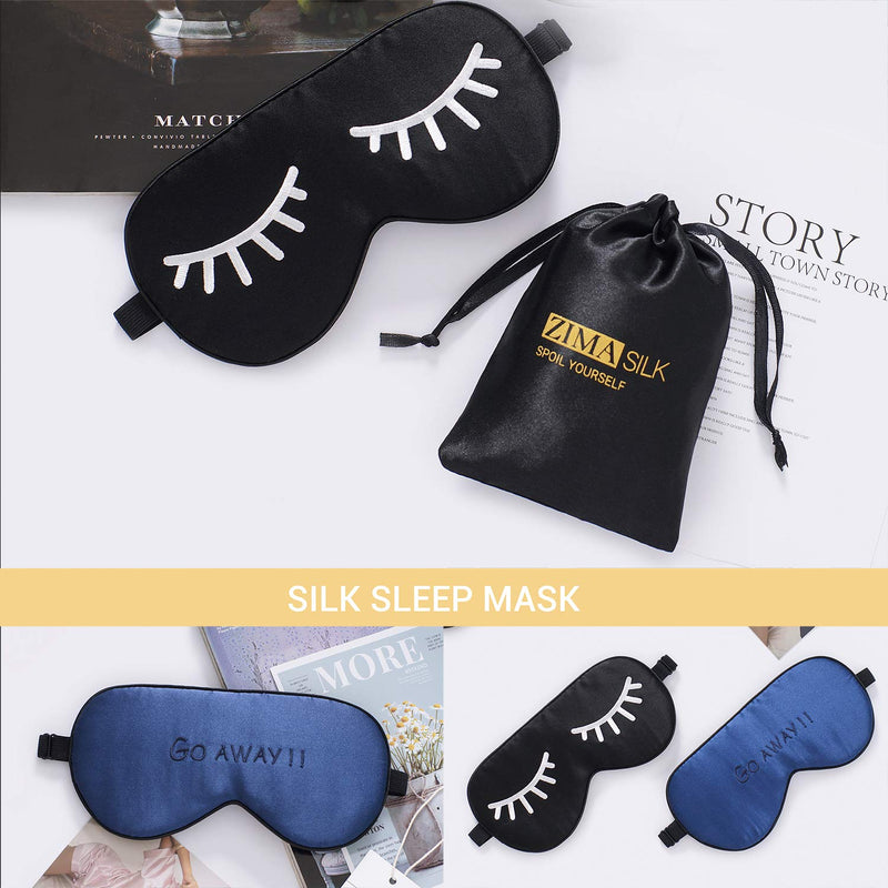 ZIMASILK 100% Natural Silk Sleep Mask Blindfold,Adjustable Super-Smooth Soft Eye Mask for Sleep with Bag(Eyelashes) ZIMASILK Store