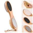 KALESUKI Foot File Callus Remover, Multi-purpose 4 in 1 Feet Pedicure Scrubber Exfoliator Tools with Foot Care Bristle Brush, Pumice Stone, Mental Foot Rasp, Sand Paper and Bamboo Handle KALESUKI