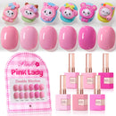 Double Rhythm 6 Pcs 15 ML Gel Polish Set Same Color Same Bottle Soak Off Gel Polish Kit Nail Art Manicure Salon DIY at Home for Women (Jelly Burgundy Red Glitter Silver -T6-56) Infinity Warehouse
