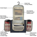 Hanging Toiletry Bag for Women & Men, OMYSTYLE Portable Travel Kit Bag, Waterproof Bathroom Toiletries Organizer with Hook for Makeup, Cosmetic, Shaving, Shampoo (Travel Size, Navy Plaid) OMYSTYLE Store