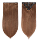 S-noilite Clip in Human Hair Extensions 100% Real Remy Thick True Double Weft Full Head 8 Pieces 18 Clips Straight Silky (24 Inch - 170g,Light Brown (