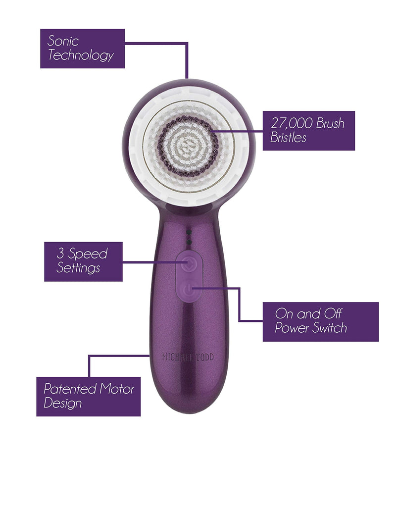 Michael Todd Beauty Soniclear Petite – Facial Cleansing Brush System - 3-Speed Powered Exfoliating Face Brush MICHAEL TODD BEAUTY