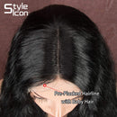 Style Icon 41" Long Wavy Synthetic Wigs Simulated Scalp Lace Front Wigs with Baby Hair Half Hand Tied 130% Density Wigs (1.5"4" Simulated Scalp, 1B) Style Icon Store