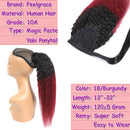 Feelgrace 100% Brazilian Human Hair Extension Wrap Around Kinky Straight Ponytail Hairpiece Ombre Burgundy Magic Paste 3C Yaki Straight Pony Tail Clip In Hairpiece 18 Inches Feelgrace