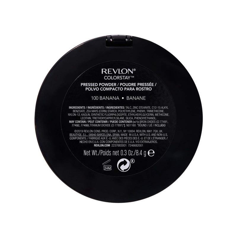 Revlon ColorStay Pressed Powder, Longwearing Oil Free, -Fragrance Free, Noncomedogenic Face Makeup, Banana (100) REVLON