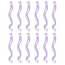 SWACC 12 Pcs Curly Wavy One Color Party Highlights Clip on in Hair Extensions Colored Hair Streak Synthetic Hairpieces (Lilac Purple) SWACC Store