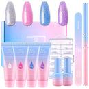 Makartt Poly Nail Extension Gel Kit Rainbow Color with Jelly Glitter Poly Nail Extension Gel Kit Bundle Makartt