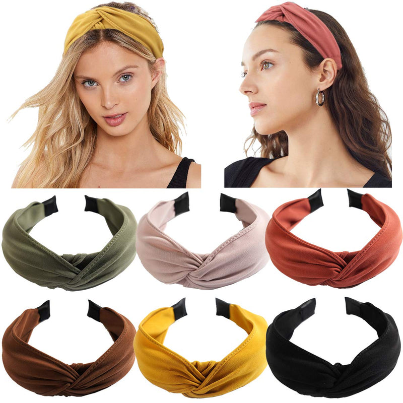 6PCS Top Knot Headband for Women Wide Knotted Headbands Twist Turban Headwrap Elastic Hair Band Fashion Hair Accessories for Women Girls Children CellElection