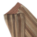Sassina Remi Human Hair Halo Extensions Natural Straight Real Hair Piece With Invisible Fish Wire Highlight Chestnut Brown with Dark Dirty Blonde P6/12