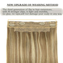 GOO GOO Hair Extensions Wire Hair Light Blonde Highlighted Golden Blonde 18 Inch 80g Remy Human Hair Extensions Balayage Wire Hair Extensions Invisible Hairpiece GOO GOO