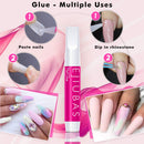 Coffin Nails Long Fake Nails - Natural Acrylic Nails Coffin Shaped Ballerina Nails Tips Ejiubas 500PCS Full Cover False Nail 4PCS Nail Glues 1PC Nail File With Case for Nail Salons and DIY Nail Art Ejiubas
