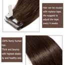 Benehair Tape in Hair Extensions Human Hair Dark Brown Skin Weft 14 inches Long Straight Real Remy Hair Double Sided Invisible Tape ins for Women 20pcs 30g 14inch