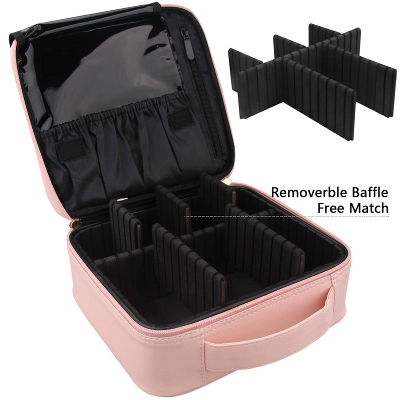 Relavel Travel Makeup Train Case Makeup Cosmetic Case Organizer Portable Artist Storage Bag with Adjustable Dividers for Cosmetics Makeup Brushes Toiletry Jewelry Digital Accessories (Pink) Relavel