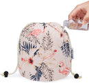 Barrel Makeup Bag Travel Drawstring Cosmetic Bag Toiletry Organizer Waterproof for Women and Girls(Small, Beige Flamingo) Narwey Store
