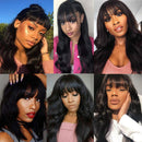 Body Wave Human Hair Wigs with Bangs 100% Brazilian Virgin Human Hair Wigs 130% Density None Lace Front Wigs Glueless Remy Human Hair for Black Women Natural Color Wig 14 inch Beafay Hair