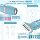Electric Razor for Women, EESKA 2-in-1 Womens Shaver Bikini Trimmer Body Hair Removal for Face Legs and Underarm, Portable Ladies Shaver, IPX7 Waterproof Wet and Dry, Type C USB Recharge Blue EESKA