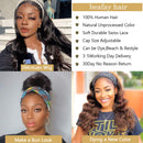 Body Wave Headband Human Hair Wigs for Black Women Glueless None Lace Front Wigs Headband Wigs Human Hair Brazilian Virgin Hair Machine Made Headband Wigs 150% Density (24" Headband wigs) beafay