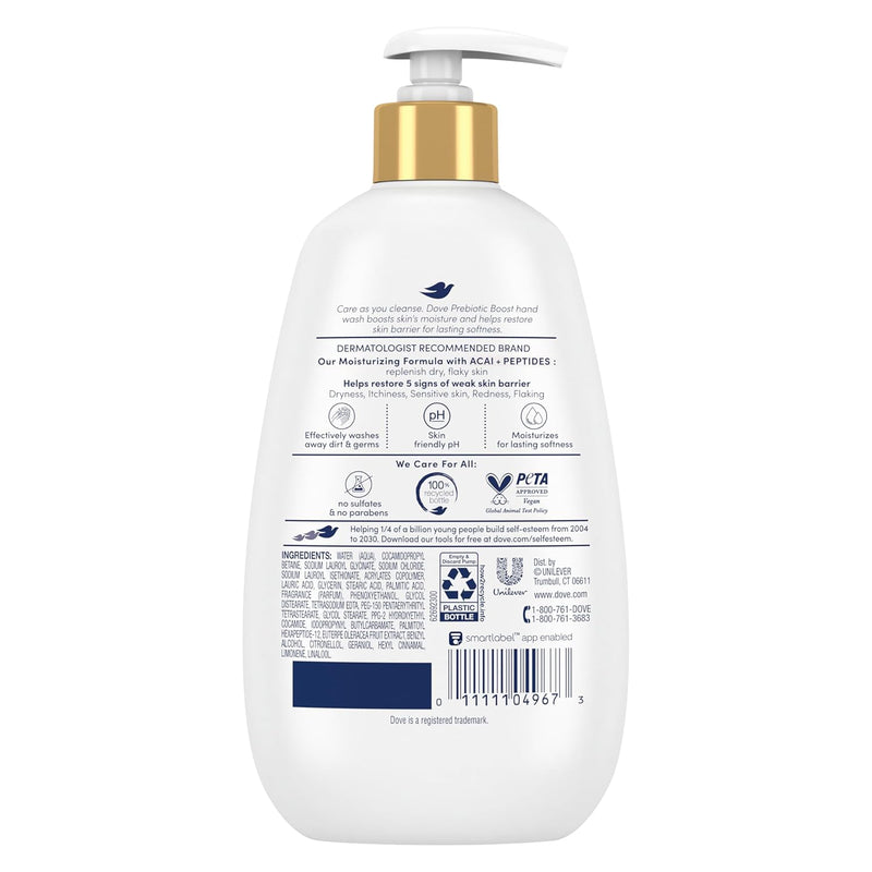 Dove Prebiotic Boost Hand Wash Dryness Remedy 4 Count for Lasting Softness, with Acai & Peptides, 12 oz Infinity Warehouse