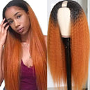 Nadula Italian Yaki Middle Kinky Straight U Part Wig Human Hair 150 Density T30 Ombre Colored Wigs 10A Brazilian Remy Human Hair Wigs Glueless Non Lace Front Wigs for Black Women (24inch) Nadula Store