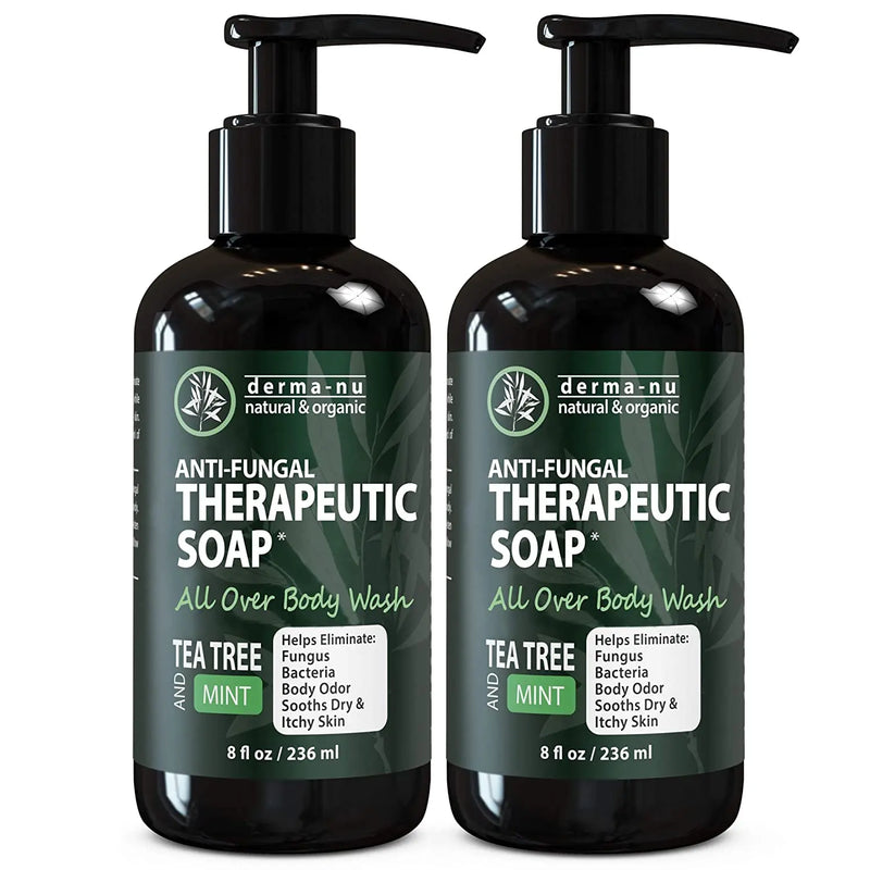 Antifungal Antibacterial Soap & Body Wash - Natural Fungal Treatment with Tea Tree Oil for Jock Itch, Athletes Foot, Body Odor, Nail Fungus, Ringworm, Eczema & Back Acne - For Men and Women - 2 Pack Derma-nu Miracle Skin Remedies Store