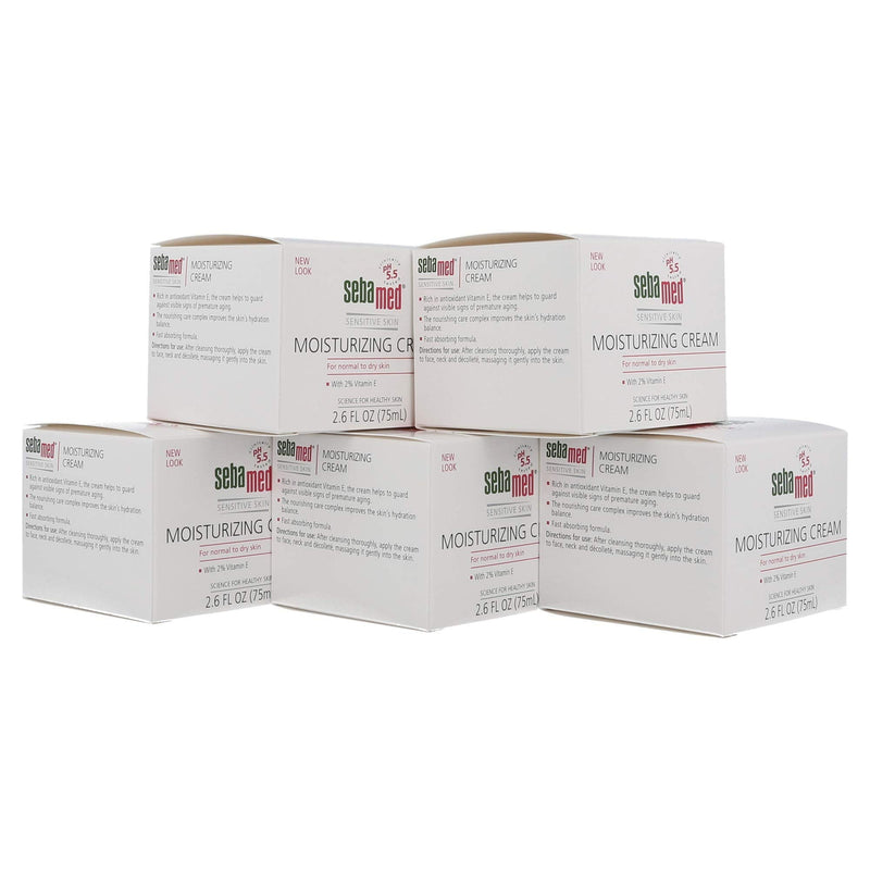 Sebamed Moisturizing Face Cream for Sensitive Skin Antioxidant pH 5.5 Vitamin E Hypoallergenic 2.6 Fluid Ounces (75mL) Ultra Hydrating Dermatologist Recommended Moisturizer (Pack of 5) SEBAMED