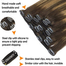 GOO GOO Clip in Hair Extensions Balayage Chocolate Brown to Caramel Blonde Remy Human Hair Extensions 7pcs 120g 20 Inch Long Hair Extensions Clip in Human Hair Straight Hair GOO GOO