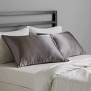 Amazon Basics Satin Pillowcases for Hair and Skin, Envelope Closure - Dark Grey, Queen, Pack of 2 Amazon Basics Store