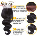 QTHAIR 12A Grade Brazilian Virgin Hair Body Wave 3 Bundles With Lace Closure Unprocessed Human Hair Extensions Weave Natural Black Color (12 14 14+10 Inch Closure, Middle Part) QTHAIR
