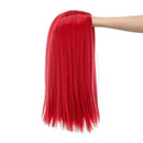 SWACC 14-Inch Short Straight Middle Part Hair Wig Medium Length Synthetic Heat Resistant Wigs for Women with Wig Cap (Red) SWACC