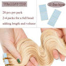 40 PCS Rooted Tape In Hair Extensions Real Human Hair Invisible Seamless Skin Weft Body Wave Highlight Double Side Tape Remy Human Hair Extensions Wavy For Women (16'',100g/40pcs,