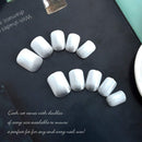 Edary Fake Nails White Gradient Square Press on Nails Full Cover False Nails 24pcs for Women Edary