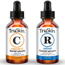 TruSkin Face Serum Duo – Vitamin C & Retinol Serum for Face – Anti-Aging Skin Care Gift Set for Women – Helps Improve Appearance of Fine Lines & Wrinkles for Smoother Looking Skin, 1 Fl Oz, 2 Bottles Infinity Warehouse