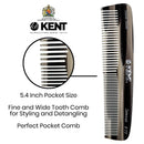 Kent R7T Double Tooth Hair Pocket Comb, Small Fine/Wide Tooth Comb For Hair, Beard and Mustache, Coarse/Fine Hair Grooming Comb for Men, Women and Kids. Saw Cut Hand Polished. Handmade in England KENT