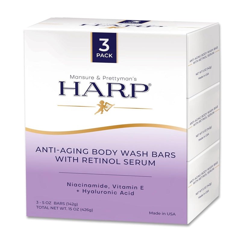 HARP pH-Balanced (5.0-6.0) Body Wash Bar. 100% Syndet. Protects Moisture Barrier For Sensitive, Dry or Irritated skin. + Shea Butter/Borage Oil. Non-Comedogenic. FRAGRANCE FREE Infinity Warehouse